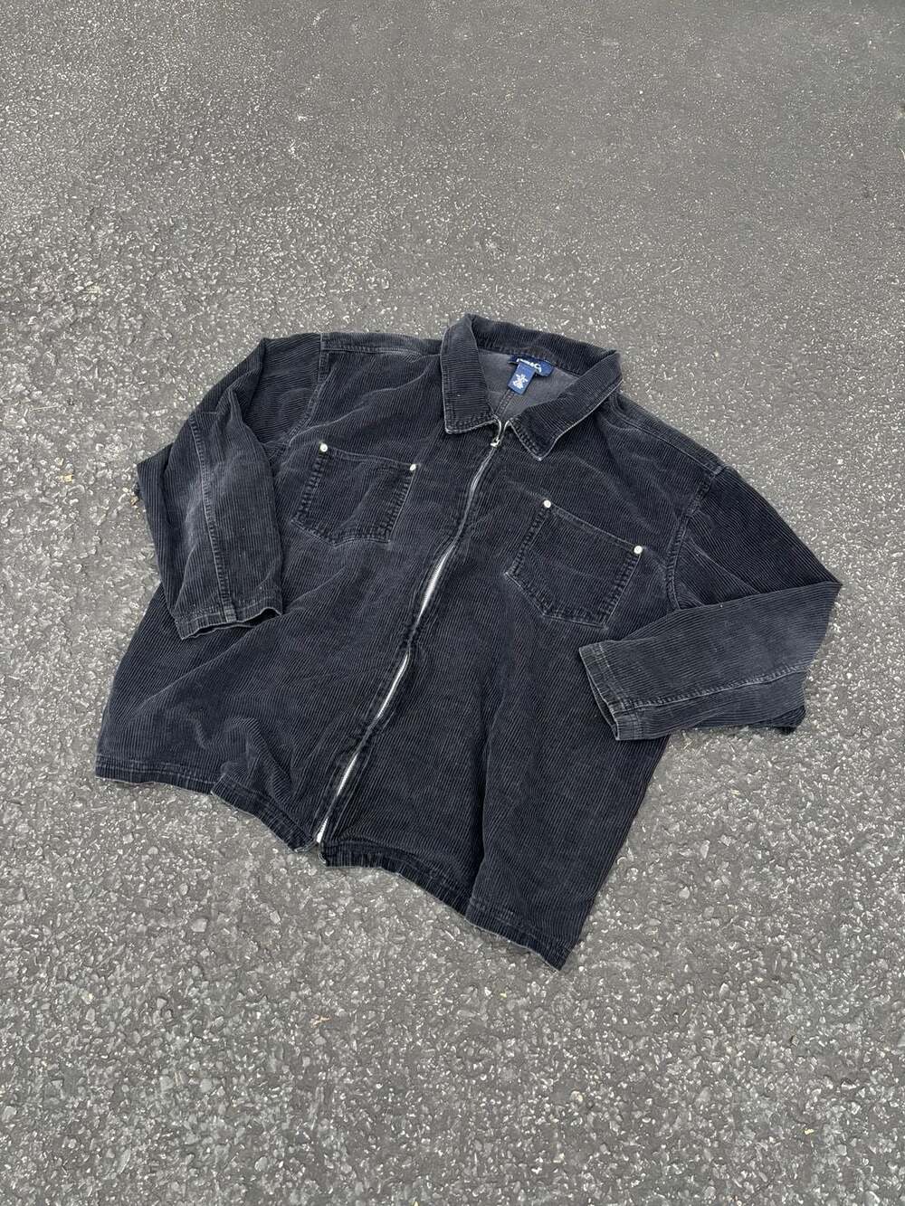 Denim & Co Black Corduroy Full Zip Shirt Jacket 3X